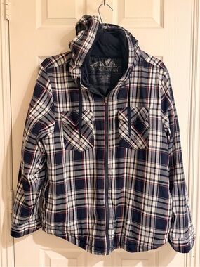 Stone Mountain Accessories Kids Navy, White & Red Plaid Hooded Puffer Jacket